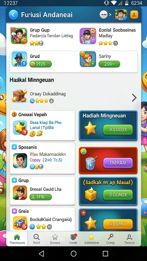 Pemandangan grafis yang memukau dan berwarna-warni.